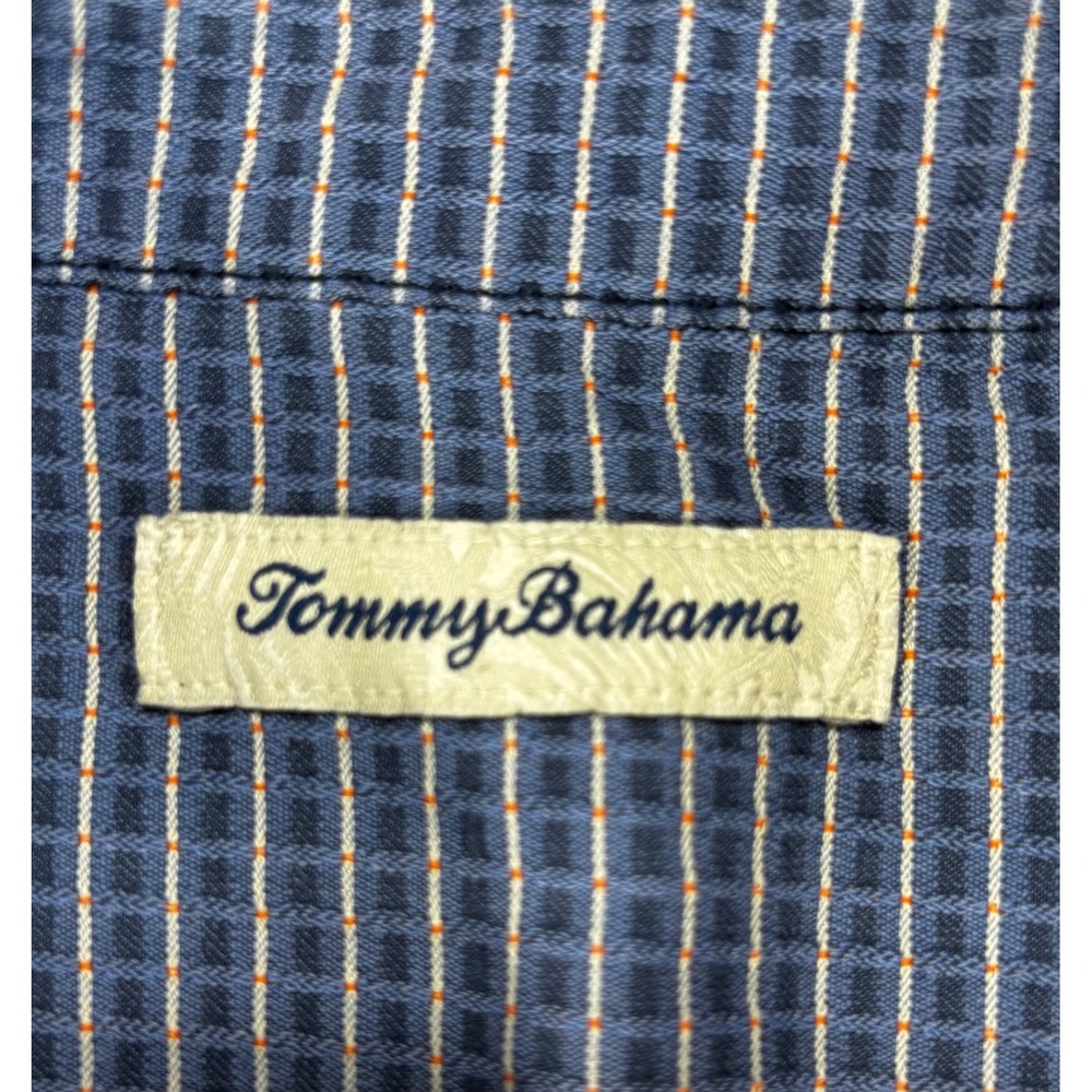 Tommy Bahama Shirt Mens Large Blue Grid Short Sleeve Textured Button Up - Picture 3 of 8